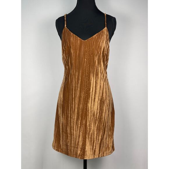 NWT Elodie Velvet Cami Mini Dress XS Clay Brown Crushed V-Neck - Picture 1 of 9